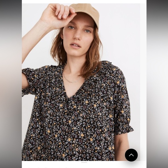 Madewell Ruffle Button-Front Trapeze Mini Dress in Folkmagic Floral Size Small - Picture 4 of 11